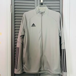 adidas Men’s Gray Full-Zip Performance Jacket with Black Stripes